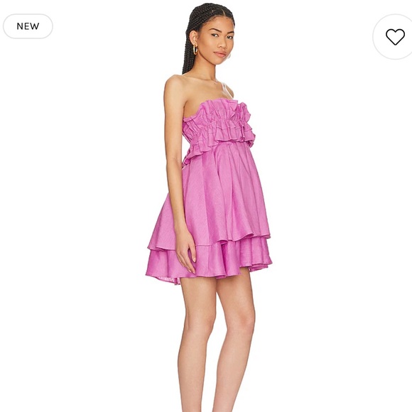 Pink Ruffle Strapless Mini Dress - Picture 3 of 5